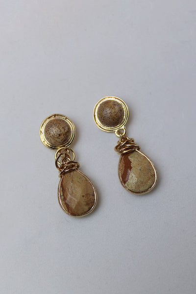 Natural Stone Gold Earrings
