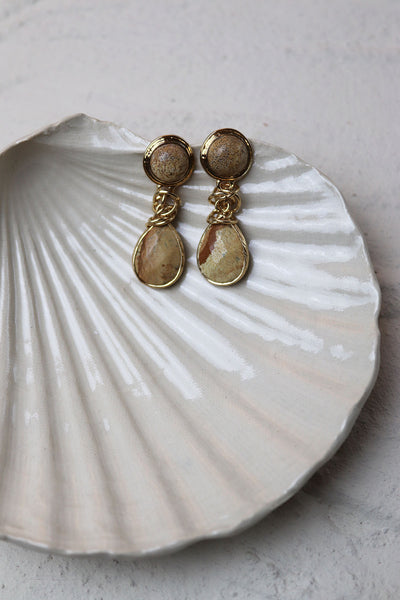 Natural Stone Gold Earrings
