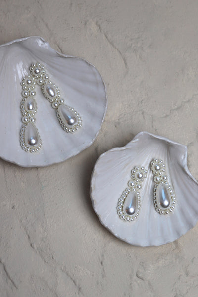 Pearl Drop Deco Long Earrings