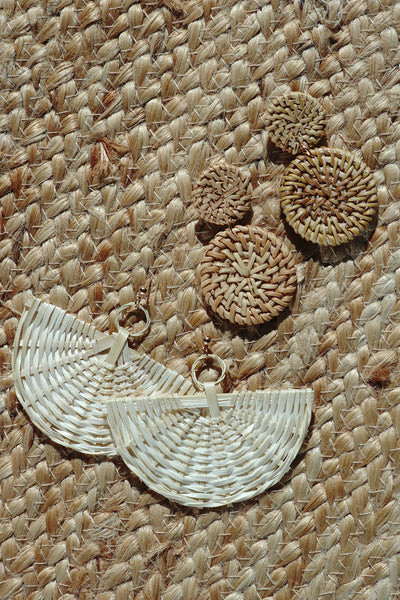 Rattan Round Woven Earrings
