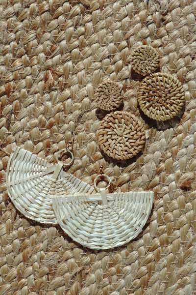 Raffia Half Moon Woven Earrings