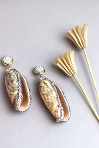 Rhinestone Olive Shell Earrings
