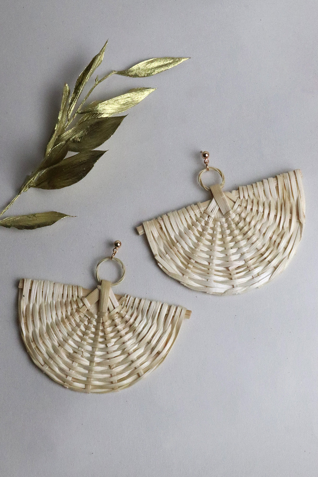 Raffia Half Moon Woven Earrings