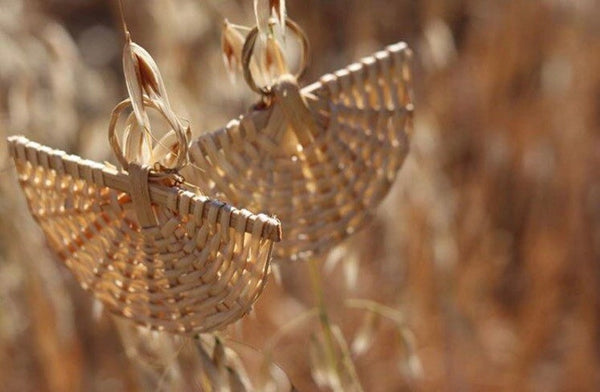 Raffia Half Moon Woven Earrings
