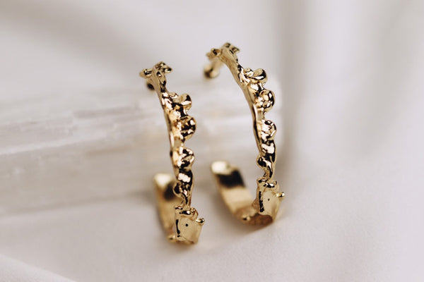 Gold Sculptured Hoop Earrings - Sun and Day Shop