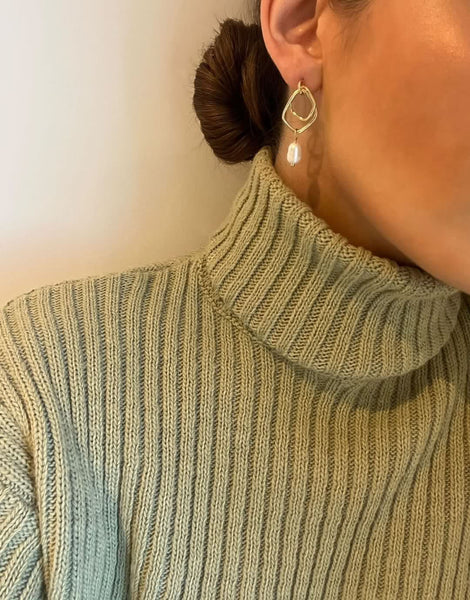 Double Layer Hoop Pearl Earrings