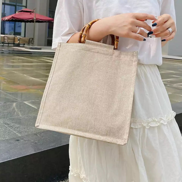 Bamboo Hessian Tall Tote Bag