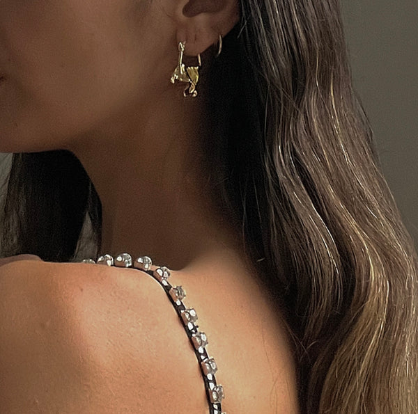 Gold Cluster Hoop Earring