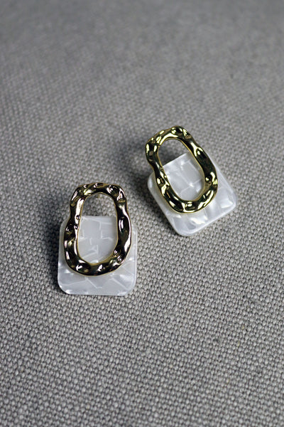 Geometric Pearl Gold Hoop Earrings