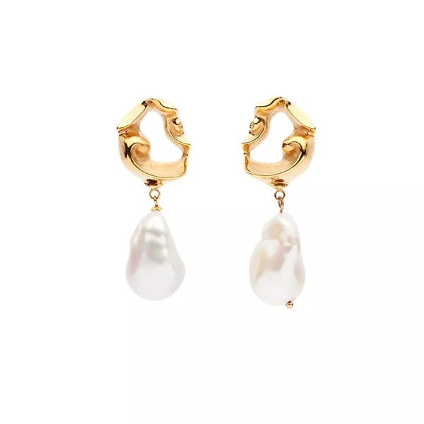 Vintage Gold Pearl Drop Earrings